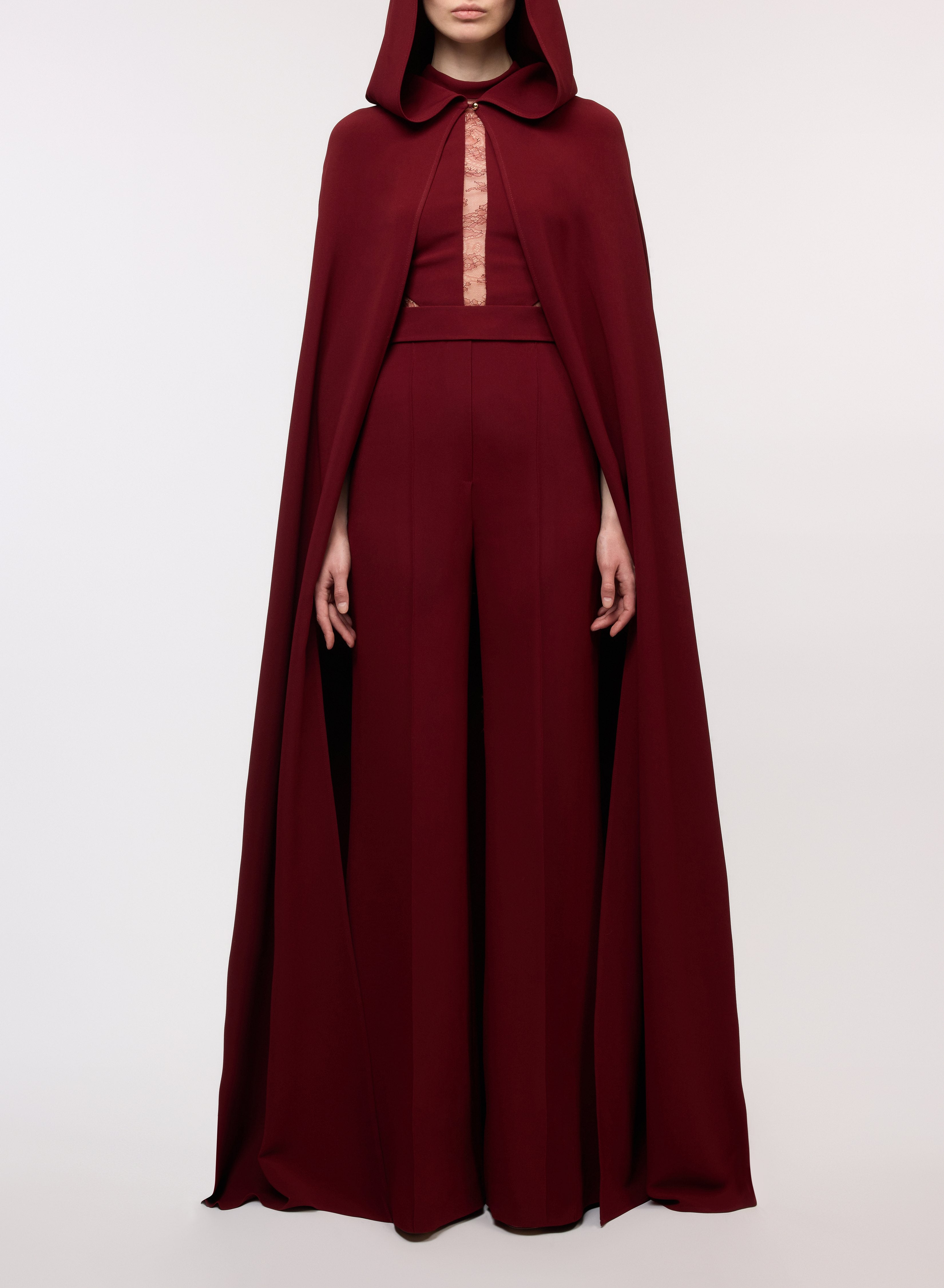 Crepe and Lace Jumpsuit with Cape – ELIE SAAB